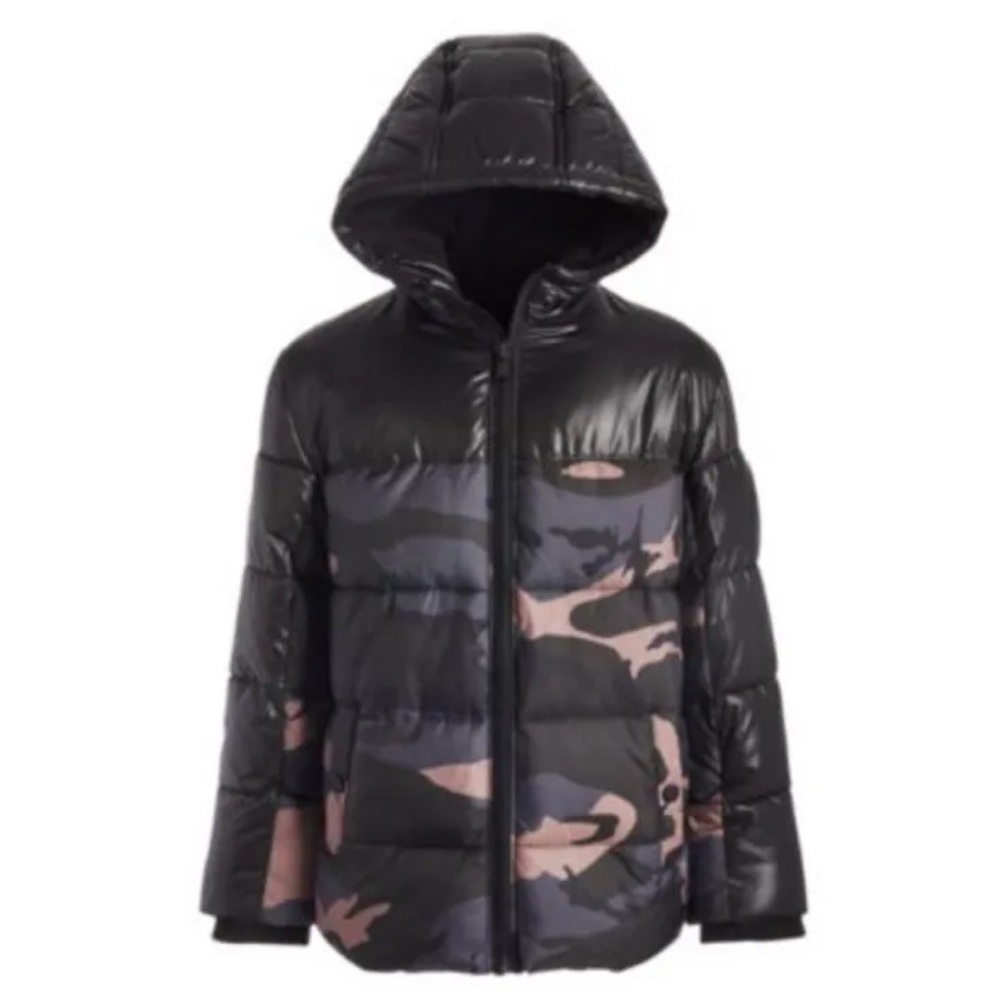 MICHAEL KORS Big Boys Camo Print Hooded Puffer Jacket Size 14/16